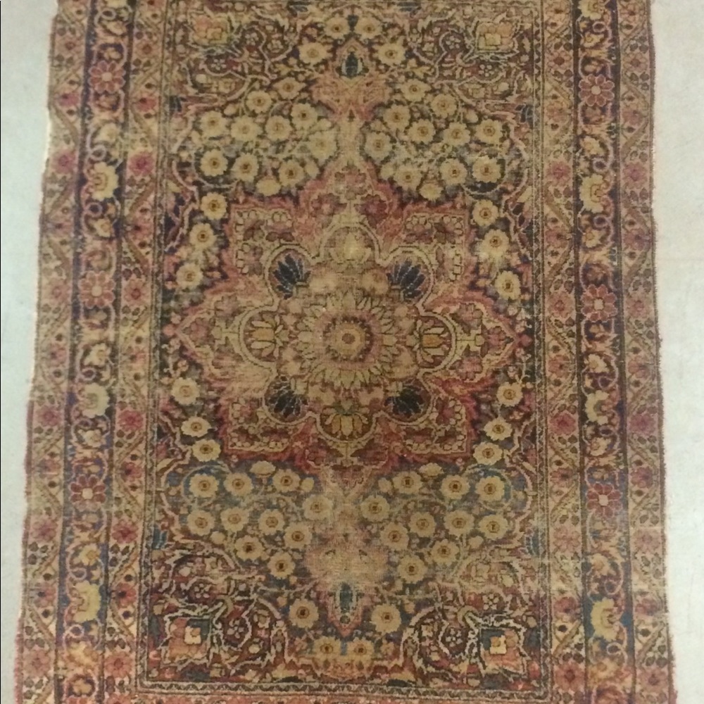 Antique Persian rug. Distressed condition. 3'x4'5"